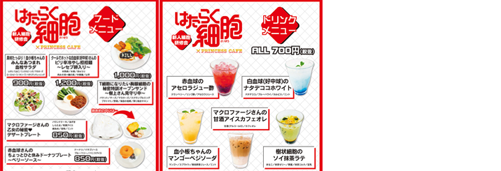 【プリンセスカフェ×はたらく細胞】コラボカフェ メニュー開発のイメージ