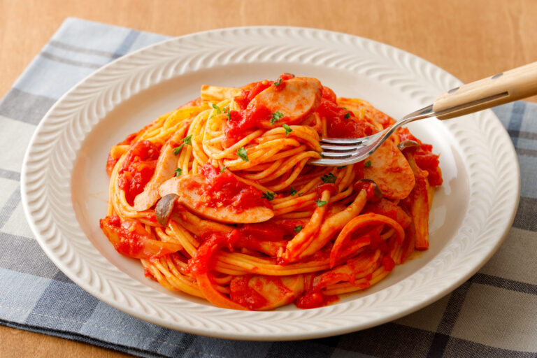 魚肉ソーセージのトマトソースパスタ_3