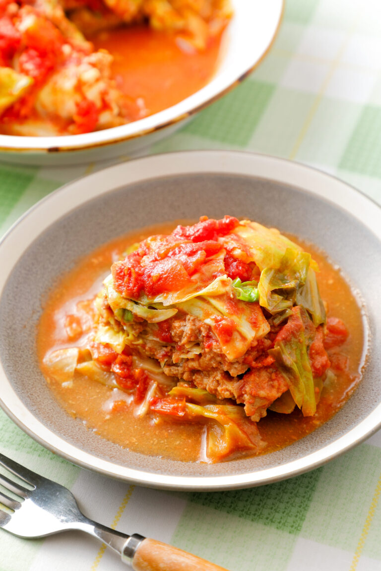 ワンパンで重ねるだけ！ 包まないロールキャベツ_4