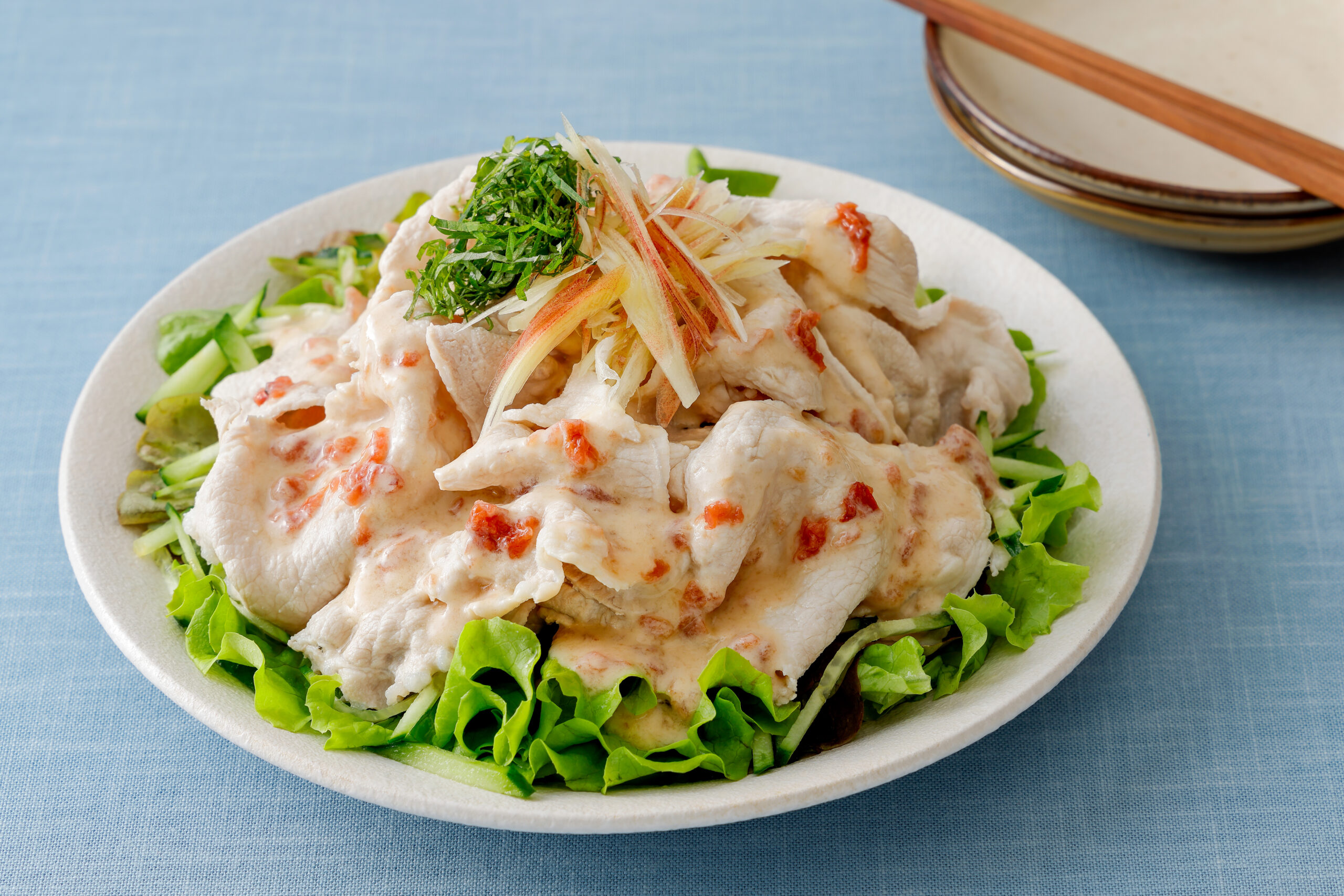 豚しゃぶのサラダ～梅ヨーグルトソース～_1